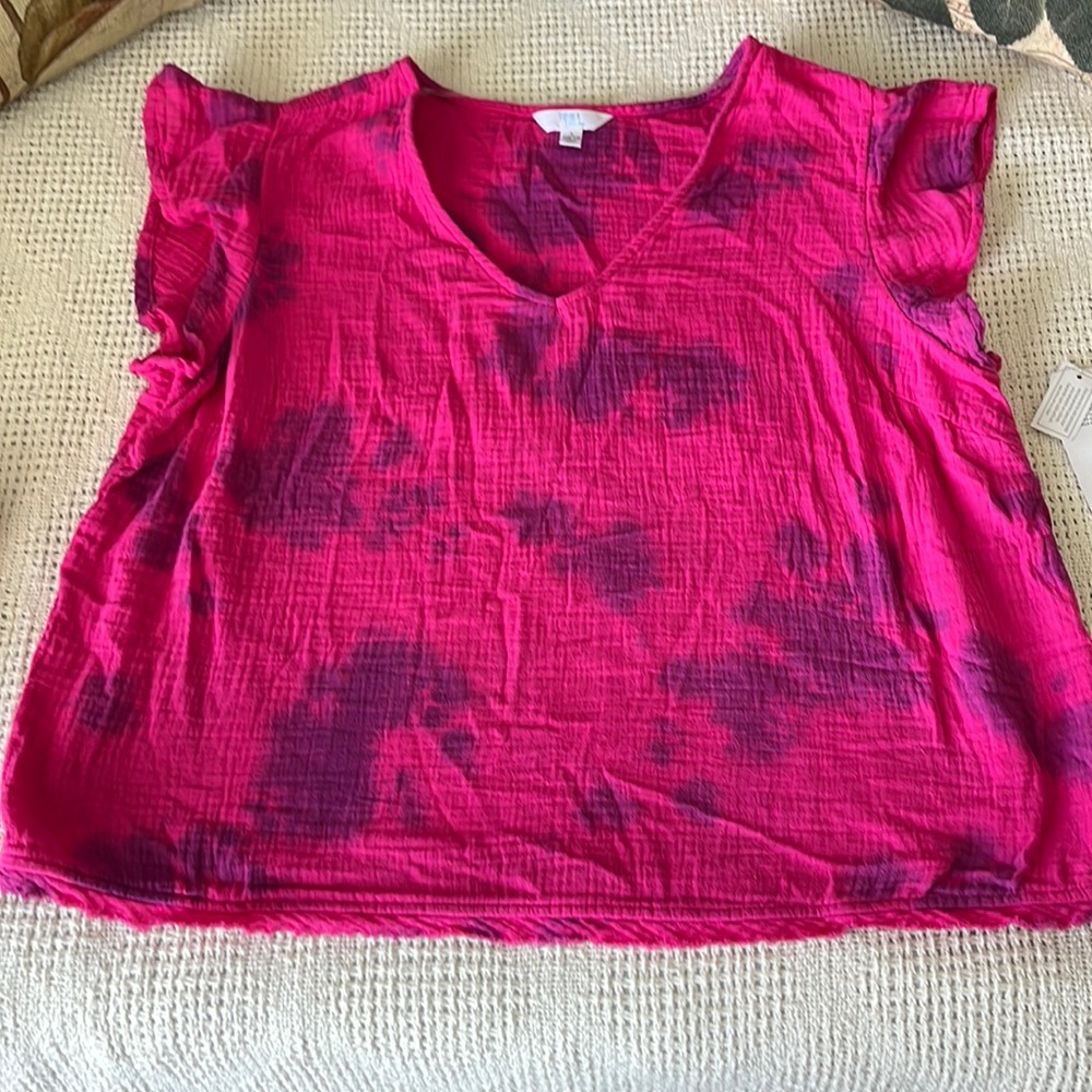 NEW! Time and Tru Tie-dye Sustainable 100% Cotton Top - Picture 8 of 12